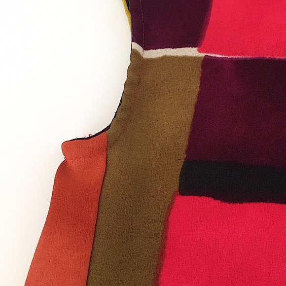 Ann Taylor LOFT Watercolor Geometric Colorblock Mondrian Print Shift Dress - Picture 4 of 8